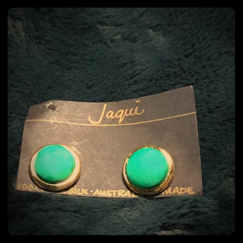 Vintage green Australian Silk clip on earrings